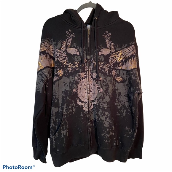 Ten Mens Hooded Sweatshirt Black/Gray 2XL - Picture 3 of 8